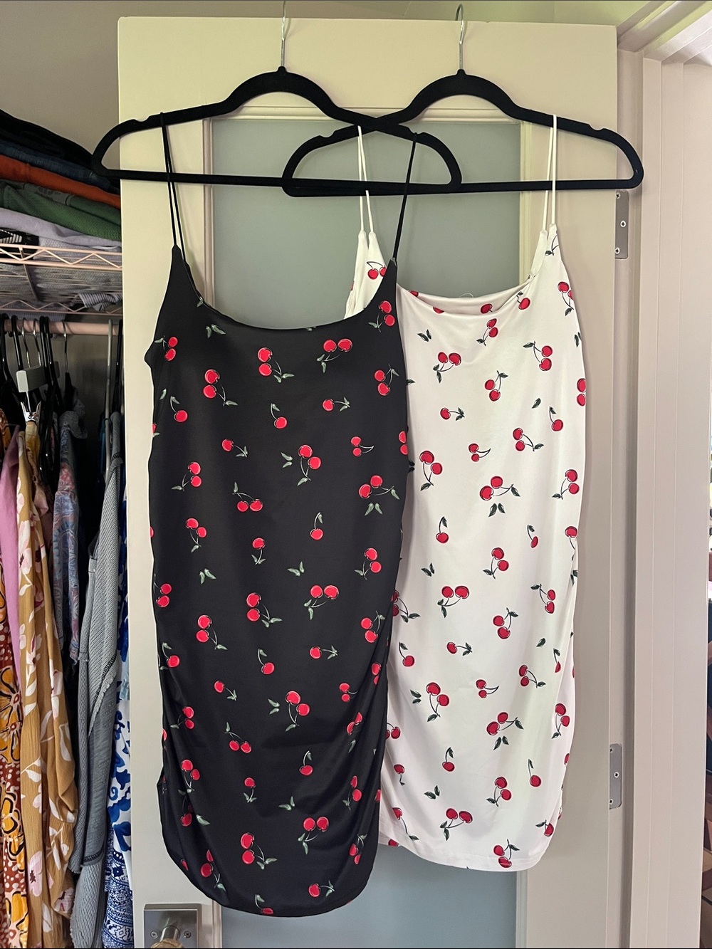 TWO Cherry Print Slip Dress - Black and White- OFFERS WELCOMED!